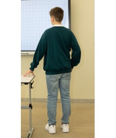 Užsegamas, turkio spalvos mokyklinis džemperis vyresniems