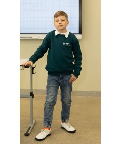 Uždaras, turkio spalvos mokyklinis džemperis